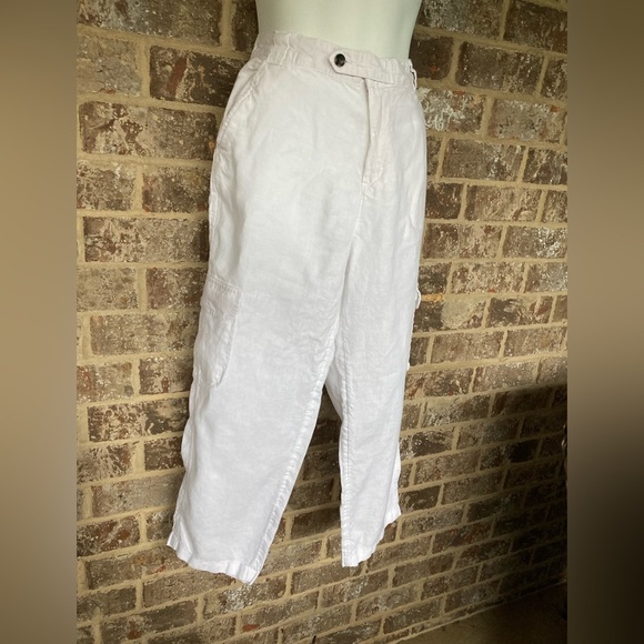 Rachel Roy White Linen Cargo Pants Women’s Size M | Lightweight Summer Trousers - Picture 2 of 15